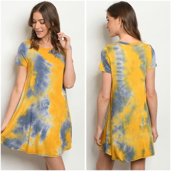 Yellow and gray tie dye dress - Picture 1 of 4